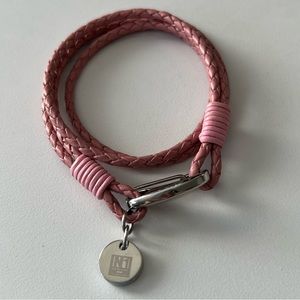 Pink Braided leather bracelet